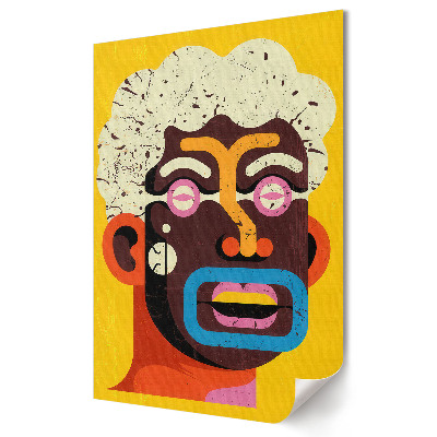 Moderní grafika na plátně Barevný portrét s afro účesem a brýlemi