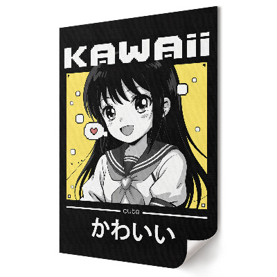 Nástěnná grafika na plátně Kawaii dívka v monochromatickém stylu