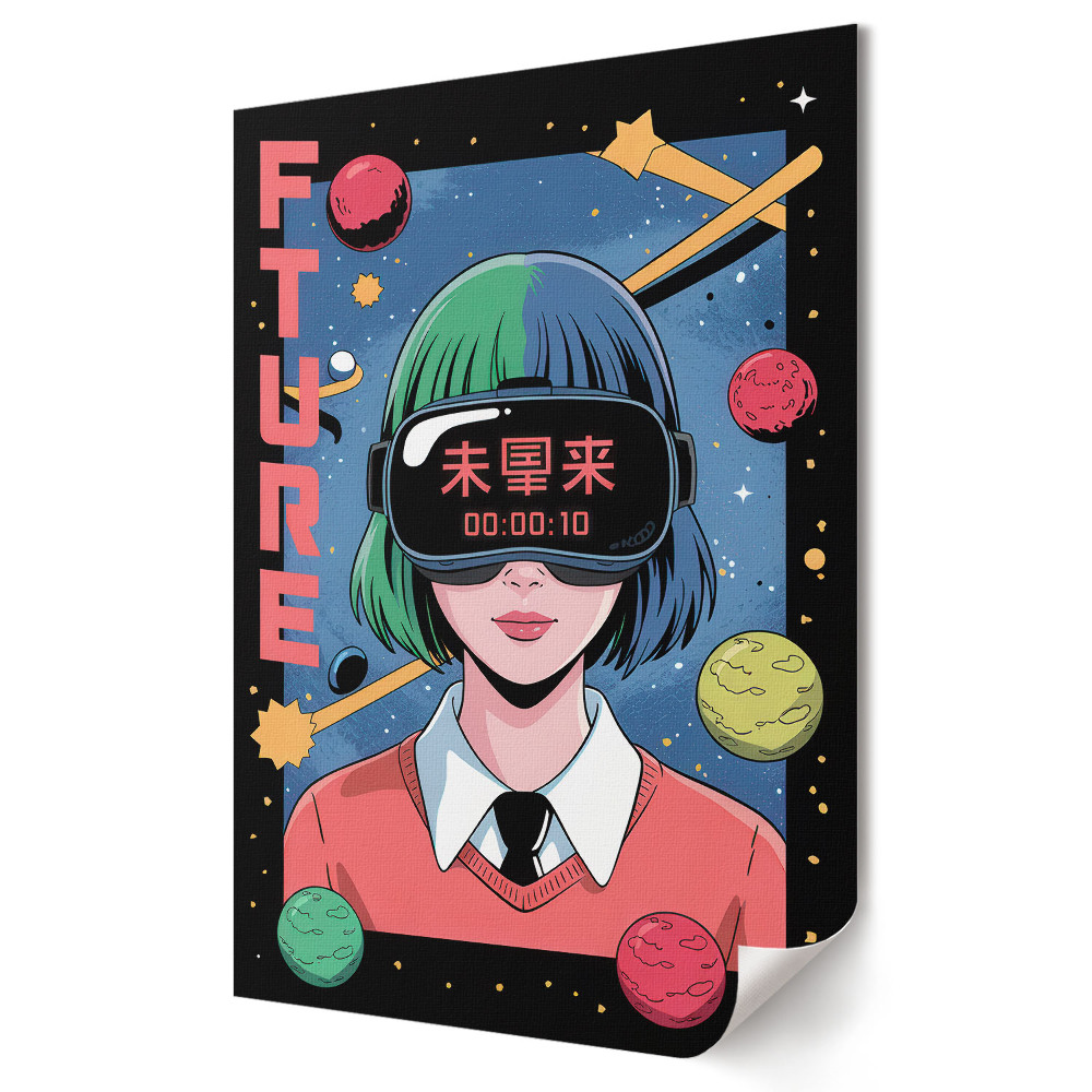 Moderní grafika na plátně Virtuální realita ve vesmírném stylu