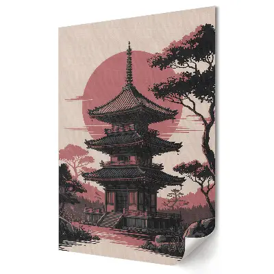 Obraz na plátně Japonská pagoda v zapadajícím slunci