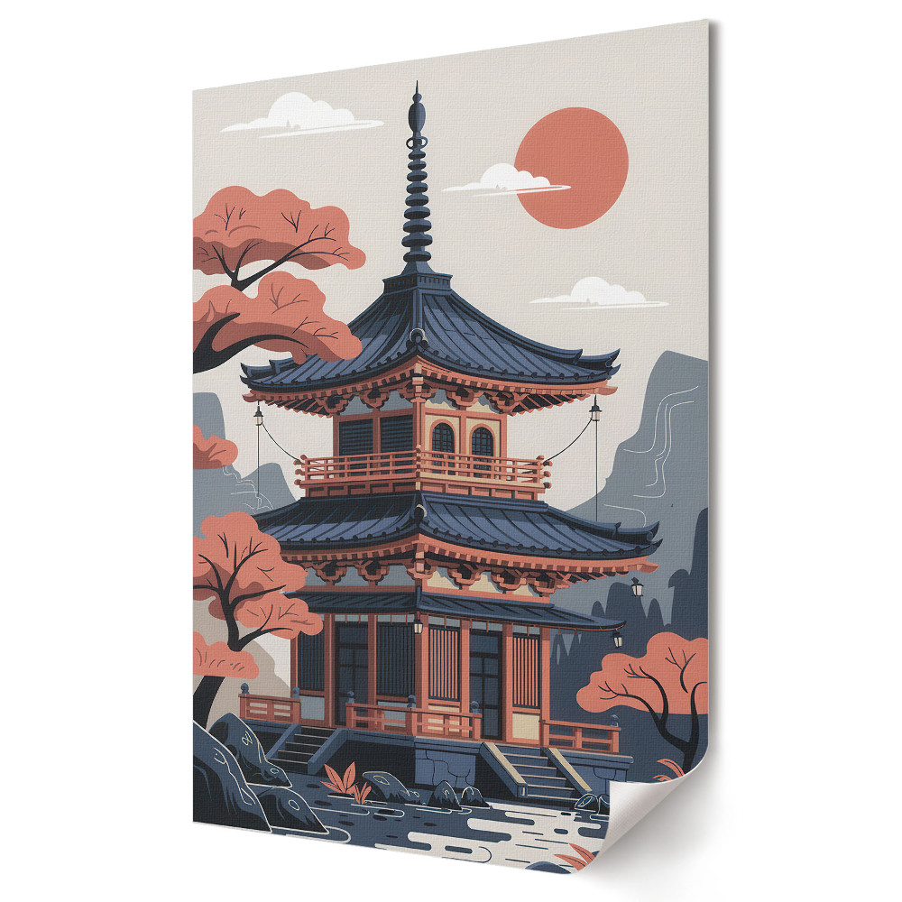 Moderní grafika na plátně Klid v japonské zenové krajině