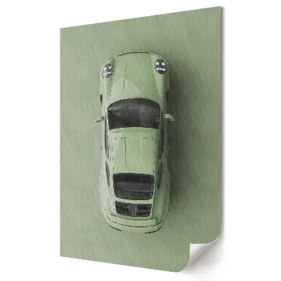 Plakát na zeď Elegantní zelené sportovní auto pohled shora