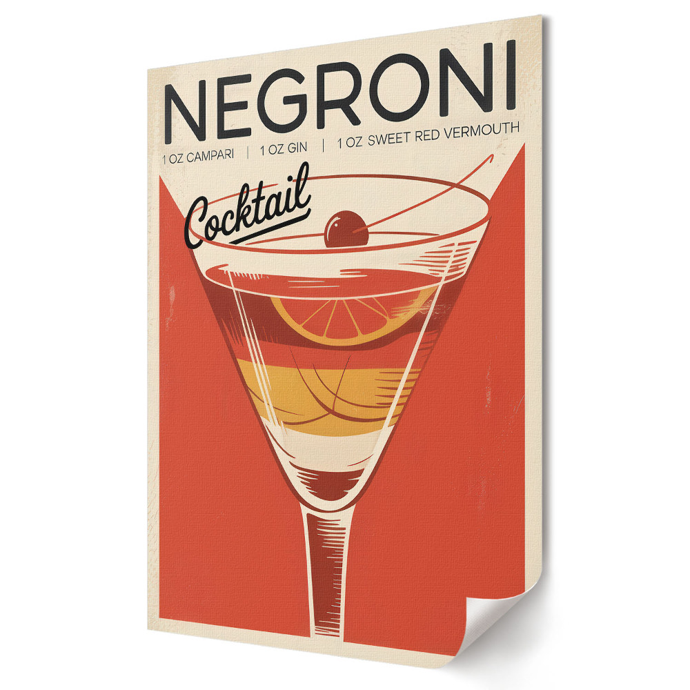 Nástěnná grafika na plátně Klasický retro koktejl Negroni