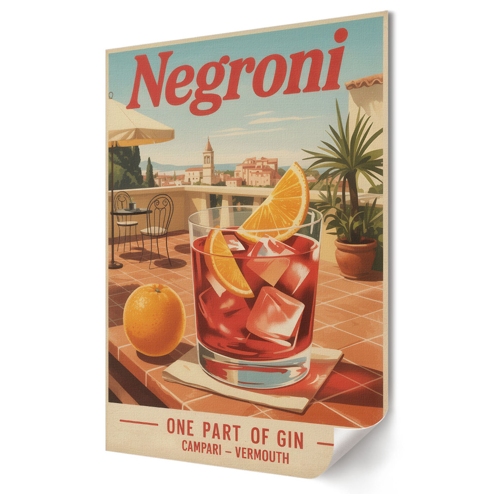 Nástěnná grafika na plátně Klasický Negroni na slunném místě