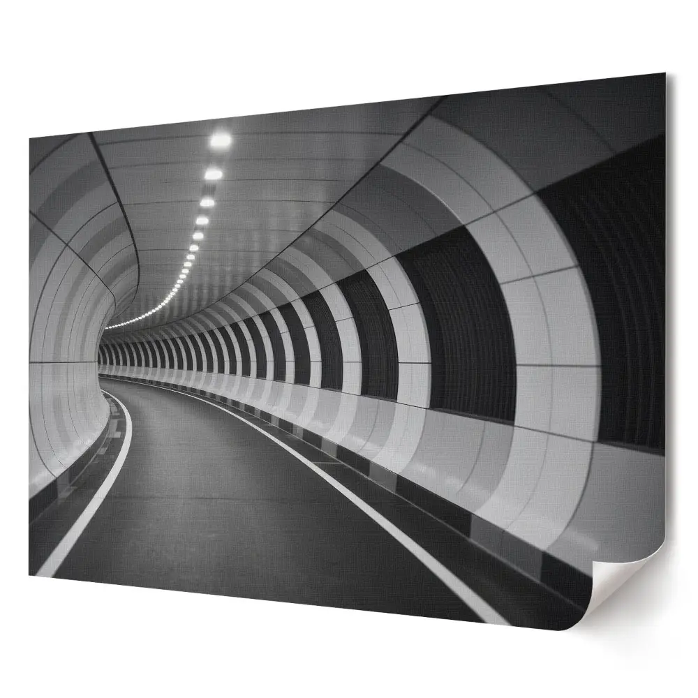Plakát z vlastní fotografie Zatáčky v monochromatickém tunelu