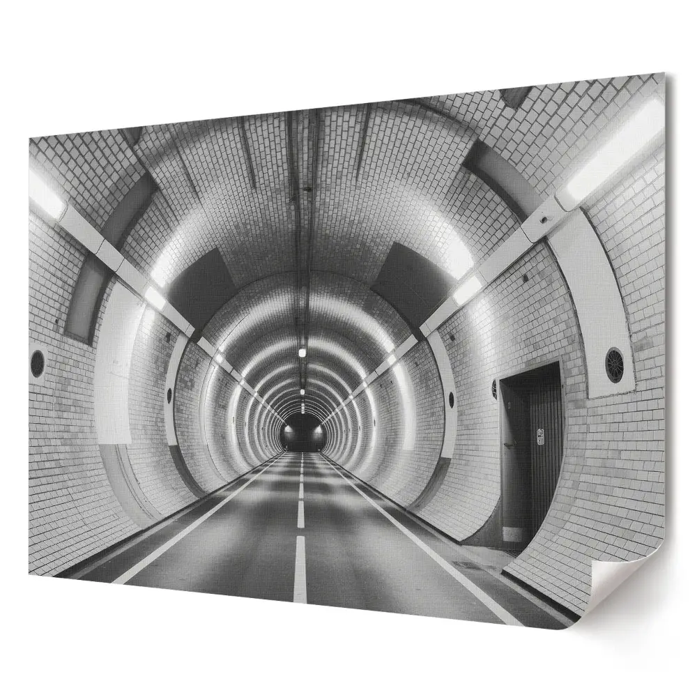 Plakát z vlastní fotky Tajemný tunel v monochromatickém provedení