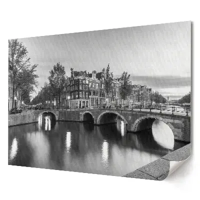 Odolný plakát na zeď Amsterdam v černé a bílé barvě