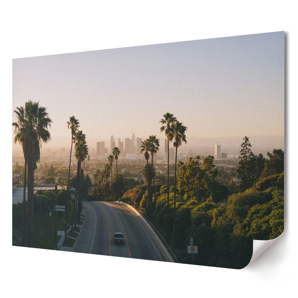 Plakát s panoramatem Los Angeles ráno
