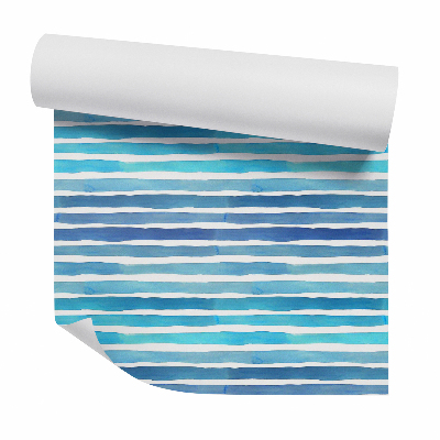 Tapeta Vodorovné modré pruhy akvarel