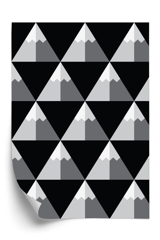 Tapeta Geometrický černobílý vzor hor