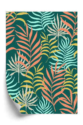 Tapeta Jednotný vzor s ručně kreslenými tropickými listy