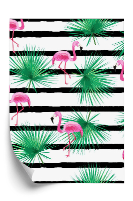 Tapeta Plameňáci na pruhovaném pozadí