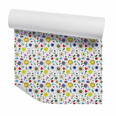 Samolepící tapeta Kreslené luční květiny rostliny