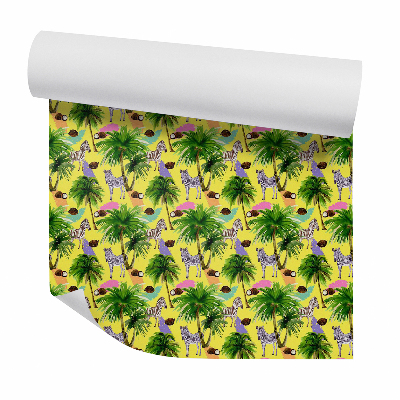 Samolepící tapeta Zebry pod kokosovými palmami