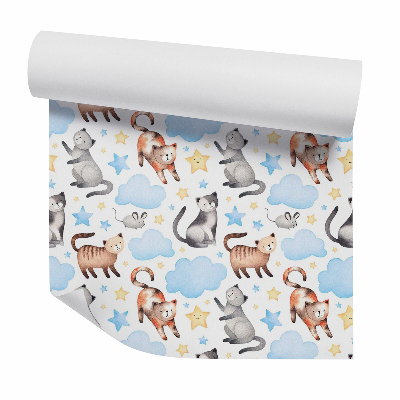 Samolepící tapeta Kočky hrající si v oblacích