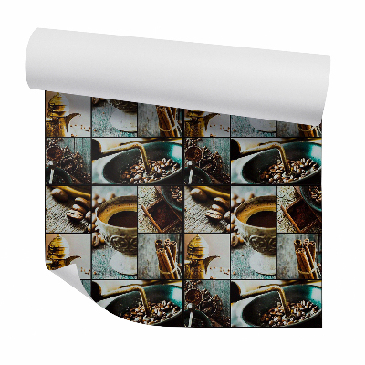 Samolepící tapeta Koláž z kávy se skořicí