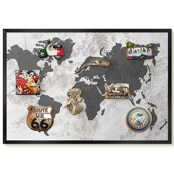 Magnetická nástěnná tabule Mapa světa s jemnou texturou