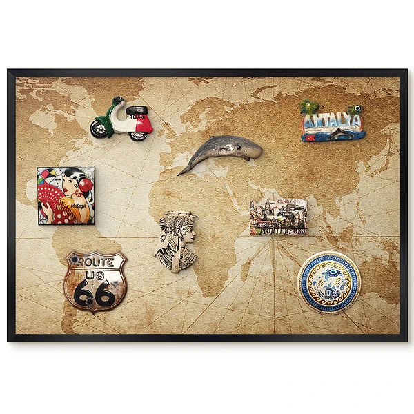 Magnetická nástěnná tabule stylová mapa v teplých béžových tónech