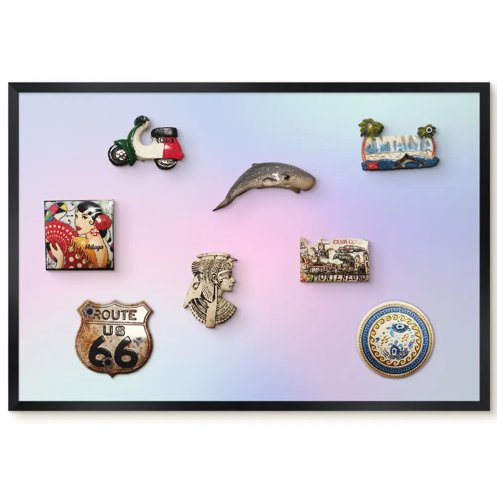 Ozdobná magnetická tabule v černém rámu Pastelová harmonie