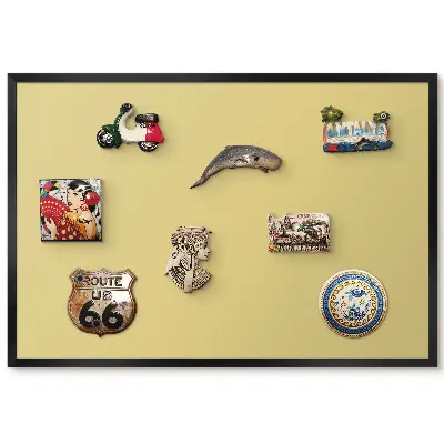 Nástěnná magnetická tabule v teplých žlutých tónech s relaxačním a pozitivním motivem