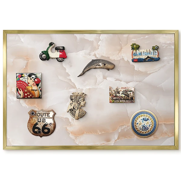 Magnetická tabule na lednici jemný mramor s béžovými a krémovými přechody