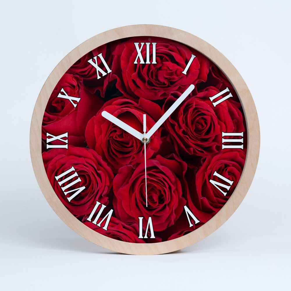 Okrúhle dřevěne hodiny Růže