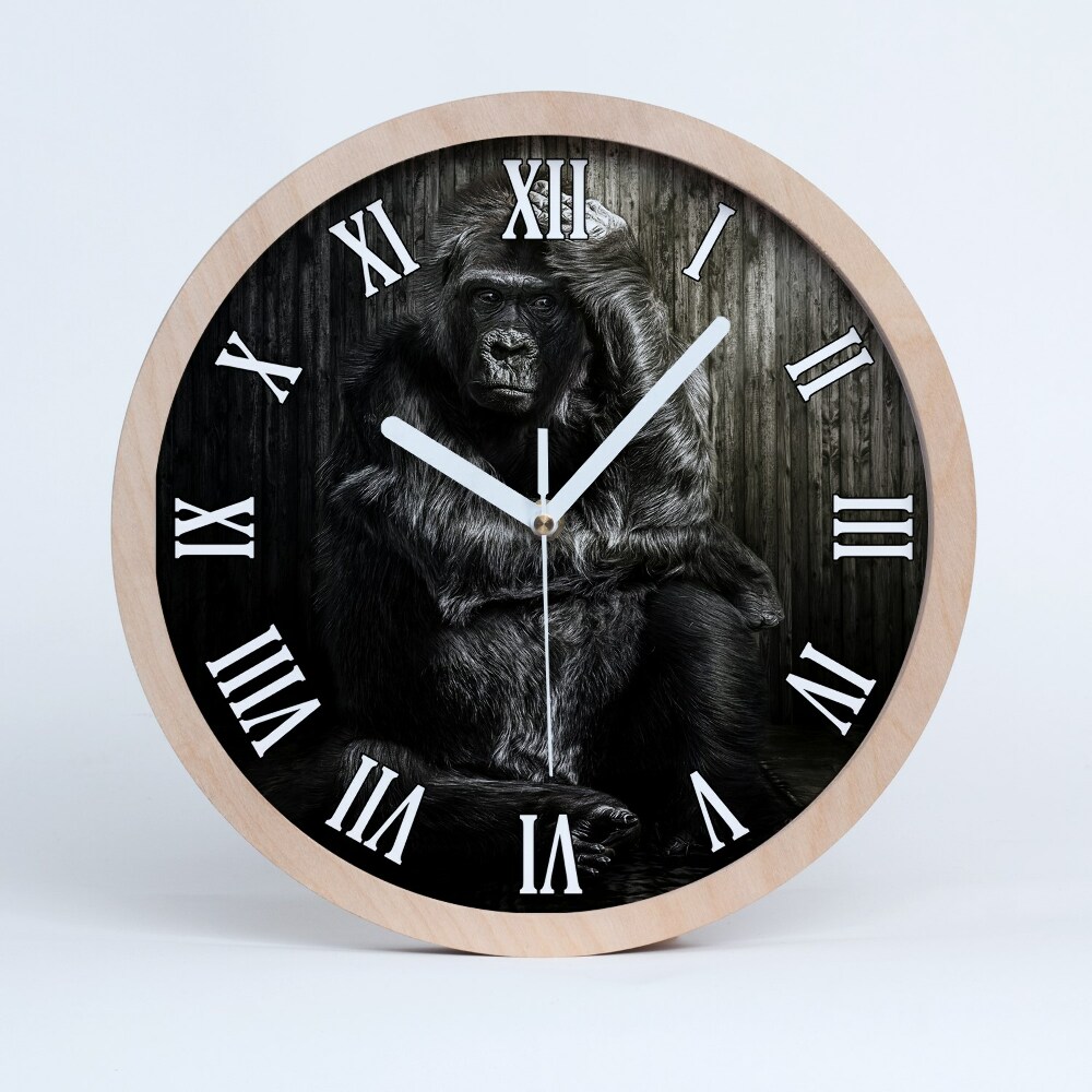 Nástěnné dřevěné hodiny Gorila