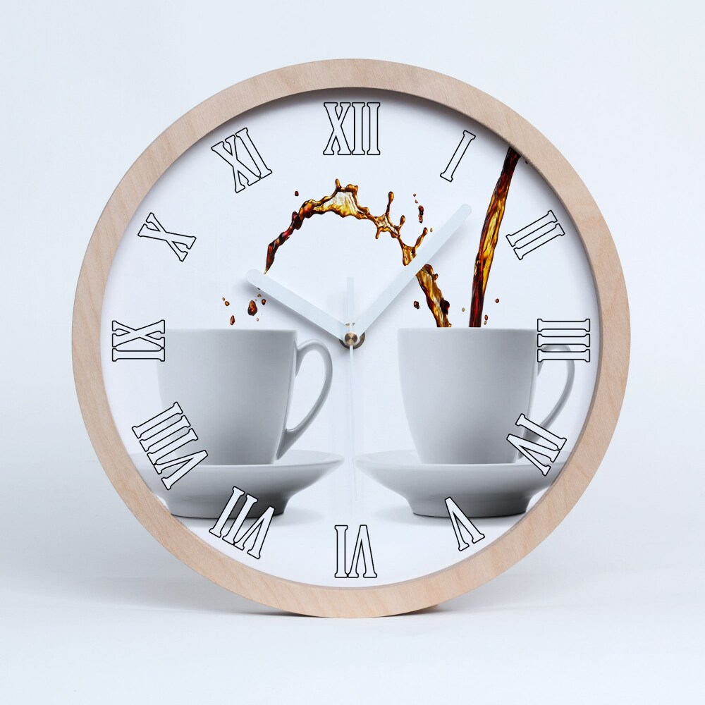 Dřevěne hodiny Tekoucí káva