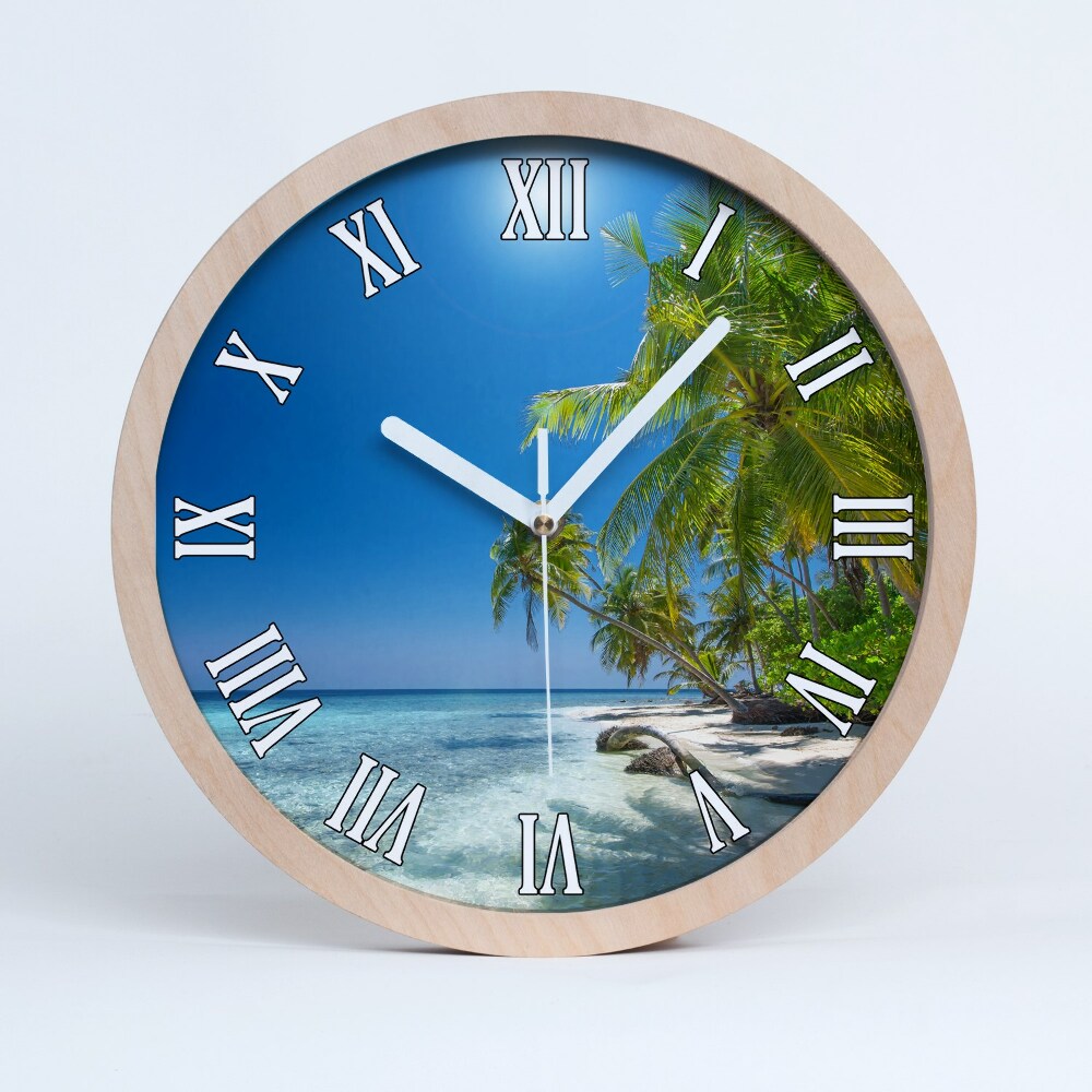 Dřevěne hodiny Maledivská pláž