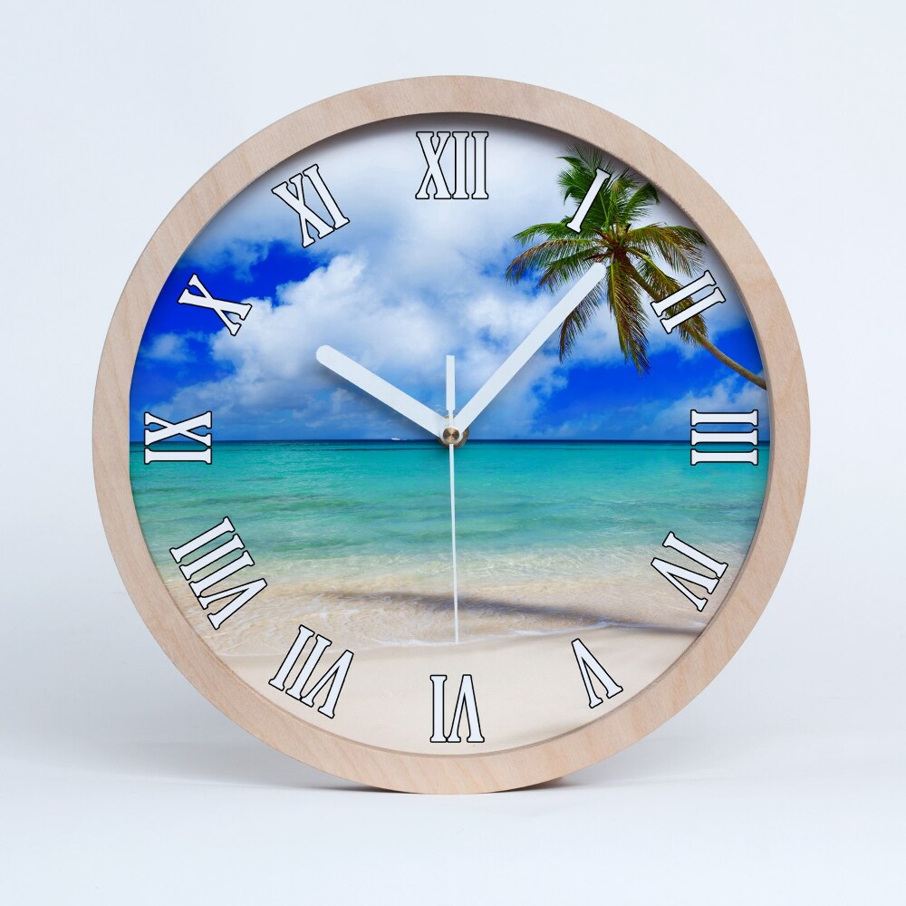 Dřevěné hodiny s fotkou Karibská pláž