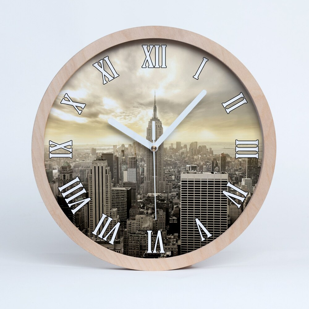 Nástěnné dřevěné hodiny Manhattan New York