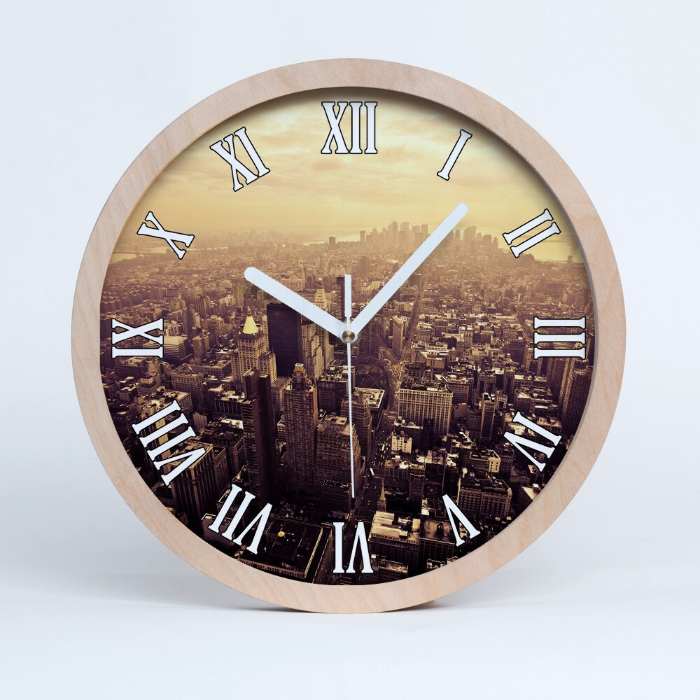 Okrúhle dřevěne hodiny Manhattan New York