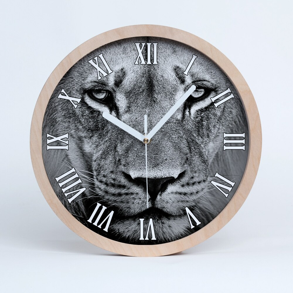 Dřevěne hodiny Portrét lva