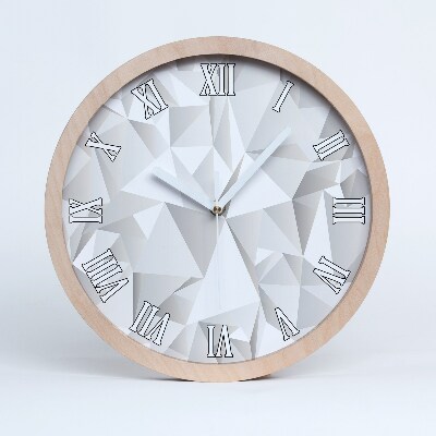 Dřevěné hodiny nástěnné Bílé trojúhelníky abstrakce