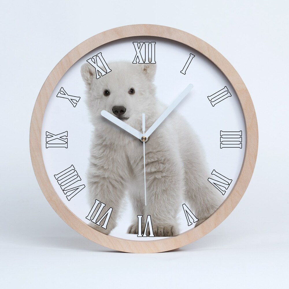 Dřevěne hodiny Lední medvěd