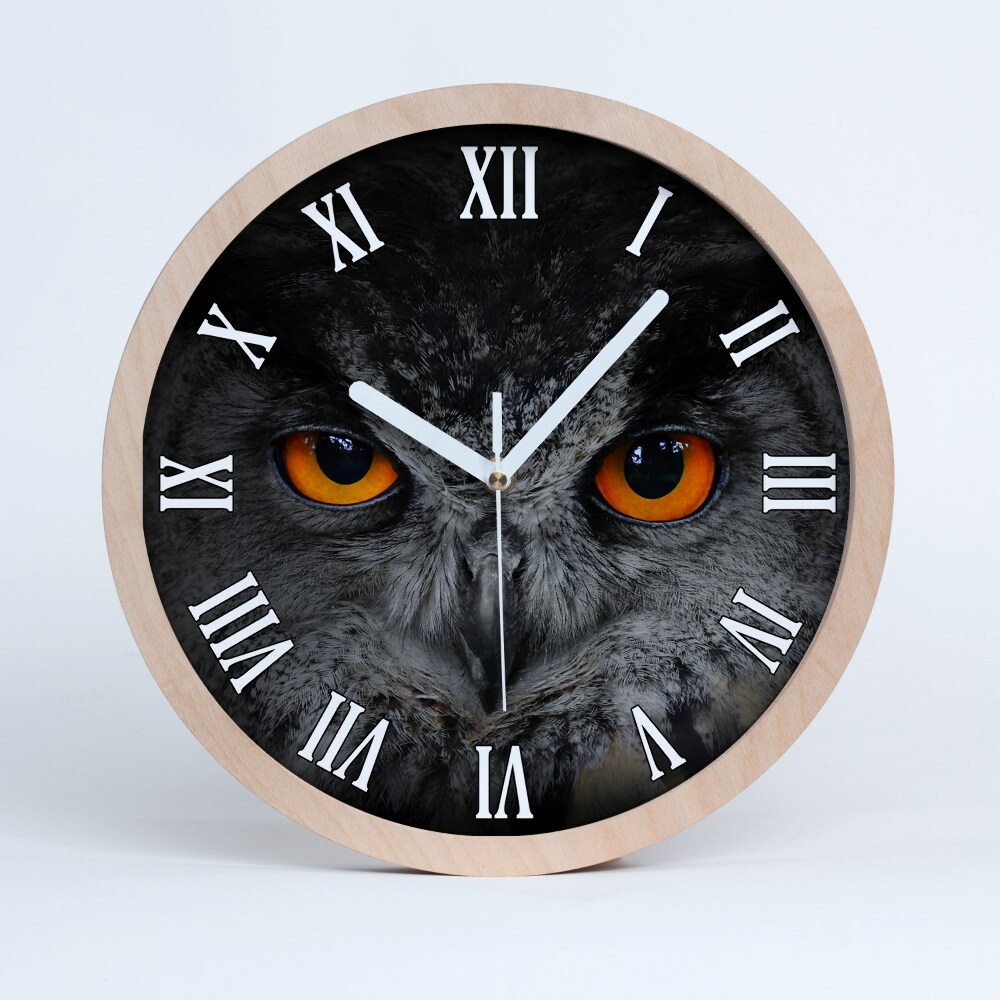 Dřevěné hodiny nástěnné Ďábelské soví oči