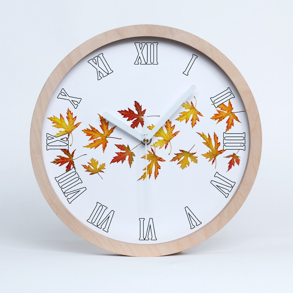 Nástěnné dřevěné hodiny Podzimní listí