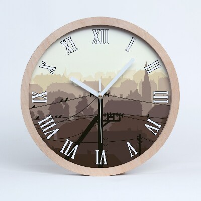 Dřevěné hodiny na stenu Linie města