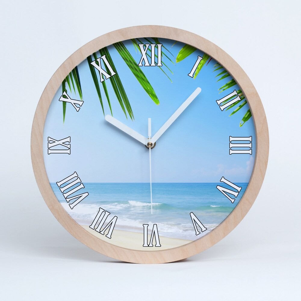 Dřevěné hodiny s fotkou Tropická pláž