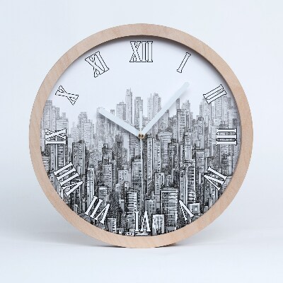 Dřevěne hodiny Mrakodrapy