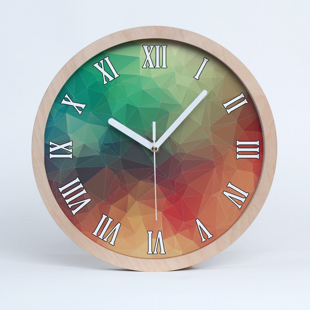 Dřevěne hodiny Barevné geometrické pozadí