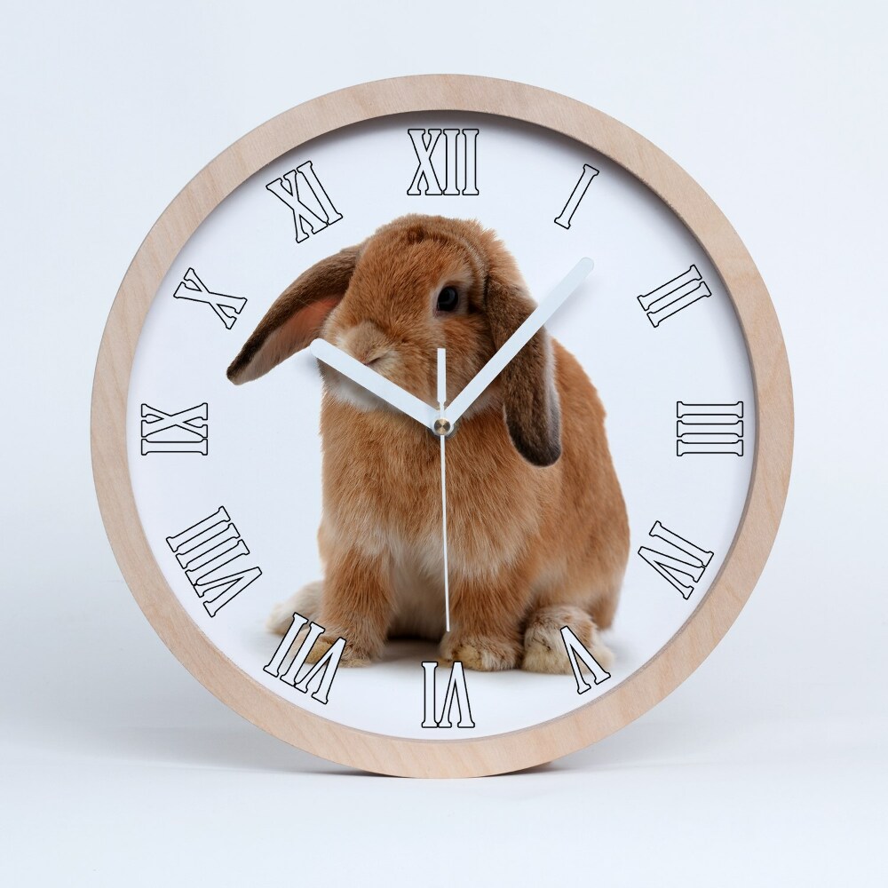 Okrúhle dřevěne hodiny Červený králík