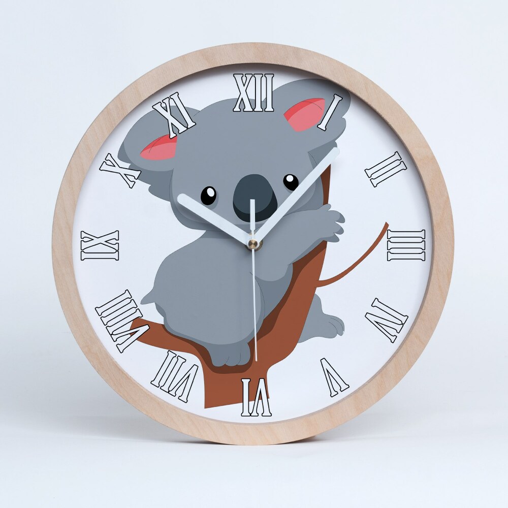 Nástěnné dřevěné hodiny Koala na stromě