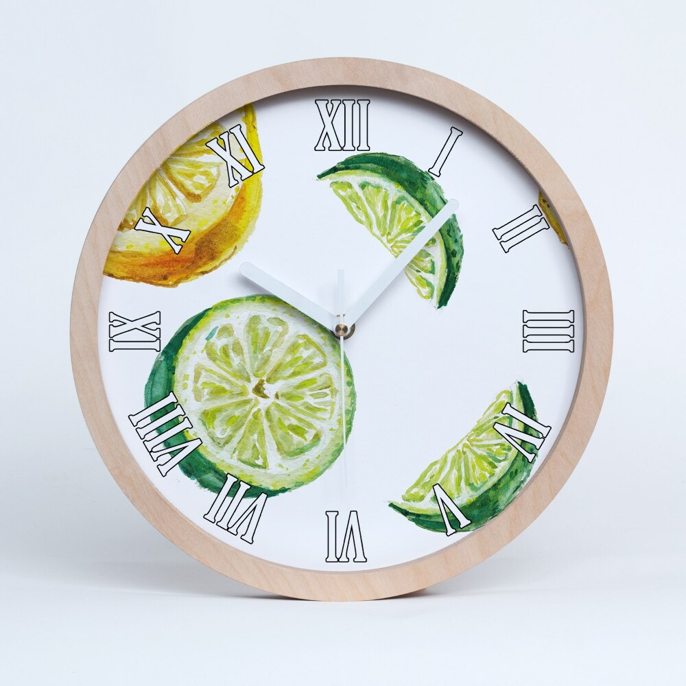 Nástěnné dřevěné hodiny Citron a limetka