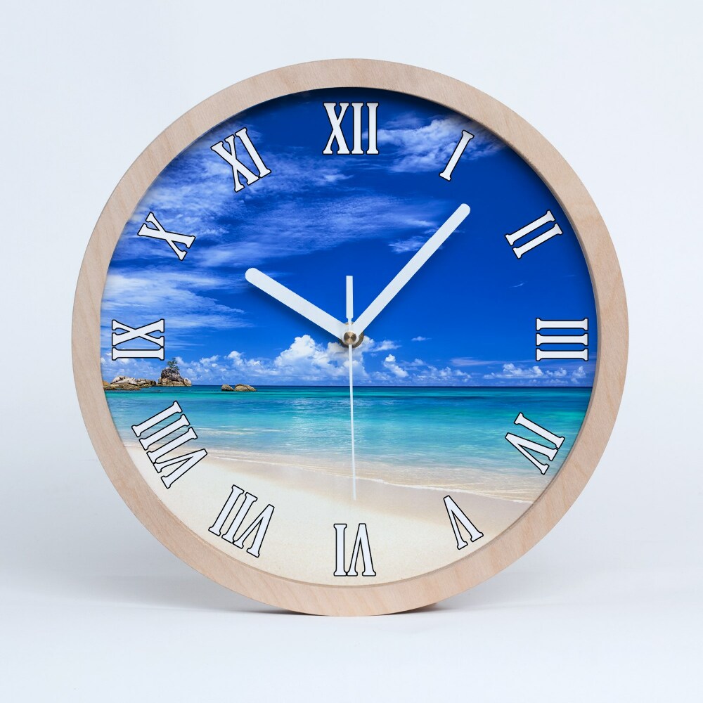 Dřevěné hodiny na stenu Tropická pláž