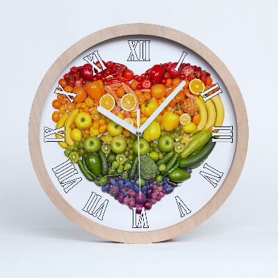 Nástěnné dřevěné hodiny Zeleninové srdce