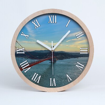 Dřevěné hodiny na stenu Sanfranciský most