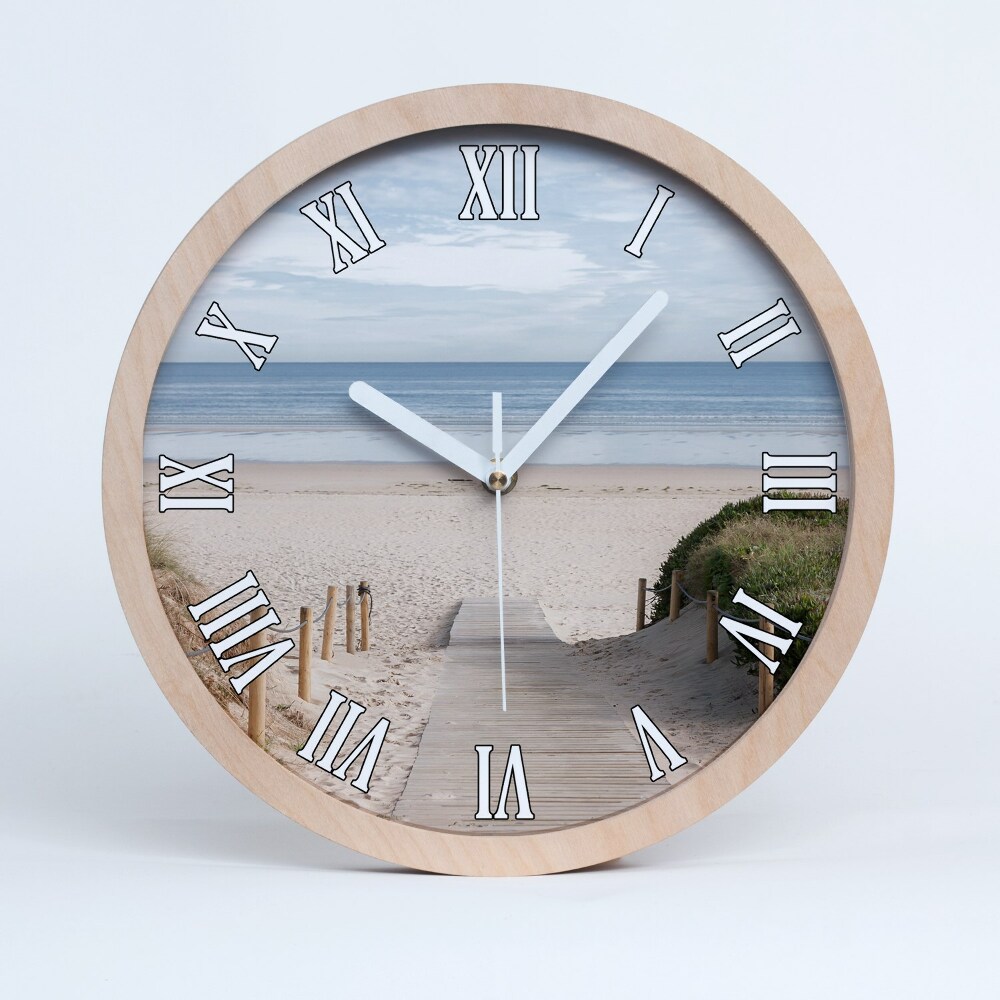 Okrúhle dřevěne hodiny Cesta na pláž