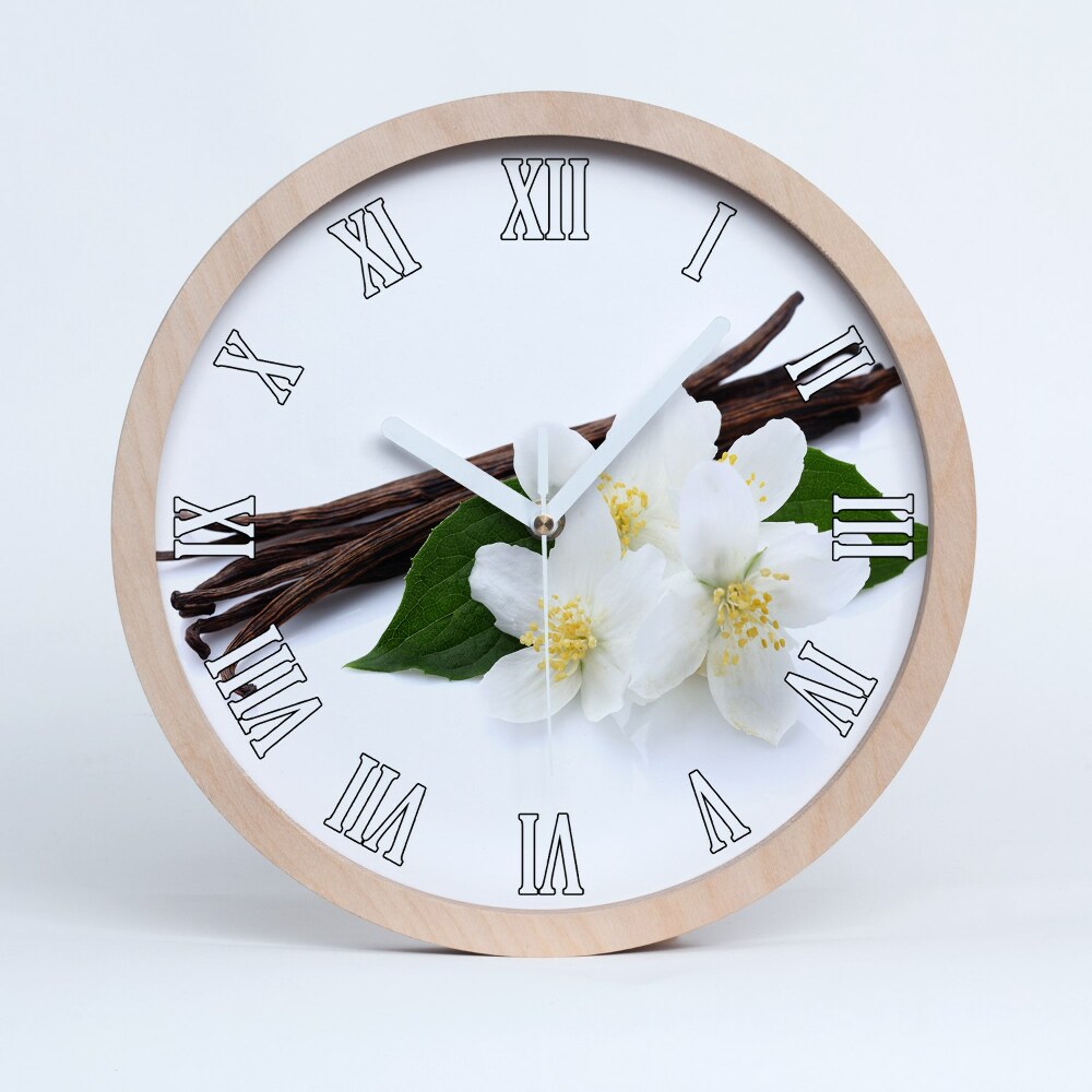 Dřevěné hodiny nástěnné Jasmín a vanilka
