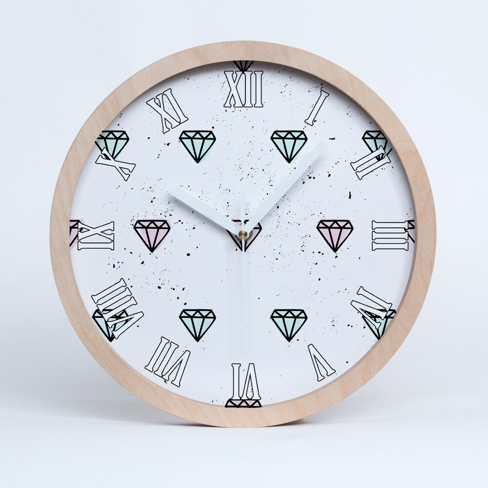 Okrúhle dřevěne hodiny Diamanty